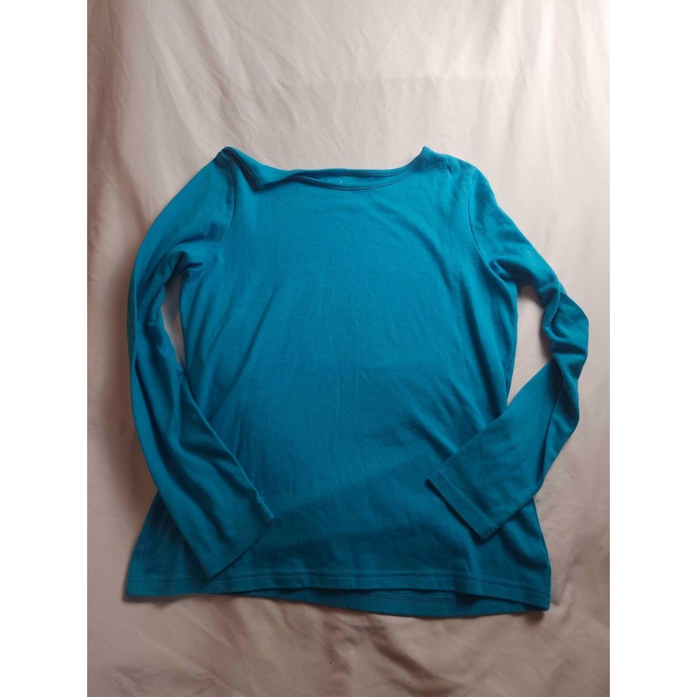 Kim Rogers‎ Shirt Womens Medium Blue Knit Long Sleeve Minimalist Classic Casual
